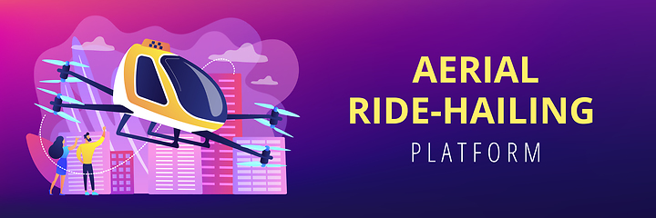 Image showing Aerial taxi service concept banner header.