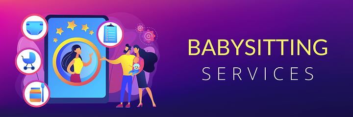 Image showing Babysitting services concept banner header