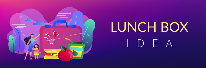 Image showing Kids lunch box concept banner header.