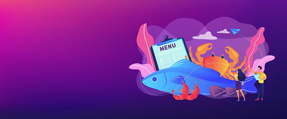 Image showing Seafood menu concept banner header.
