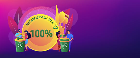 Image showing Biodegradable disposable tableware concept banner header