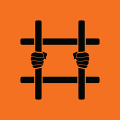 Image showing Hands holding prison bars icon