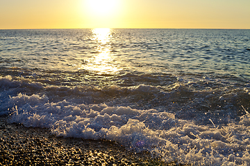 Image showing Red sunset over the sea. Beautiful sunset. 