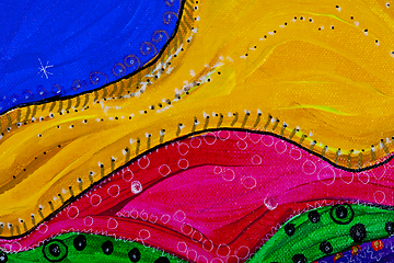 Image showing Blue, yellow, red, green and pink shades colored texture backgro