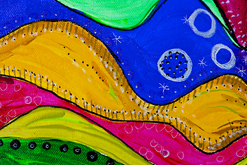 Image showing Blue, yellow, red, green and pink shades colored texture backgro