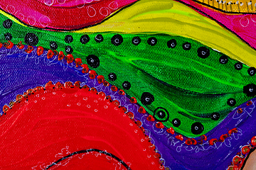 Image showing Blue, yellow, red, green and pink shades colored texture backgro