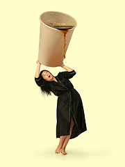 Image showing Gas up yourself, filling up with coffee to wake up. Creative artwork.