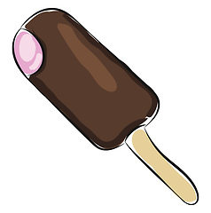 Image showing Clipart of dual flavored cartoon ice cream stick vector or color