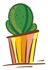 Image showing A beautiful cactus plant in a colorful flowerpot vector color dr