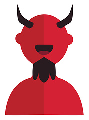 Image showing Vector illustration of a red smiling devil with black beard and 