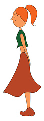 Image showing A beautiful girl in her long floating skirt vector or color illu