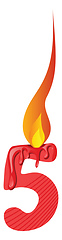 Image showing Red number five burning illustration vector on white background