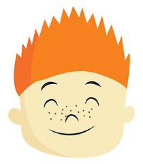 Image showing Clipart of a boy with orange hair and freckles smiling vector or