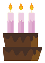 Image showing Pink candles on a cake, vector color illustration.