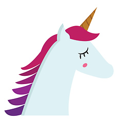 Image showing Portrait of unicorn side view illustration color vector on white