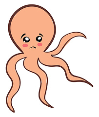 Image showing Emoji of a sad orange-colored octopus vector or color illustrati