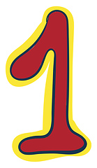 Image showing Clipart of the numerical number one or 1 in red color  vector or