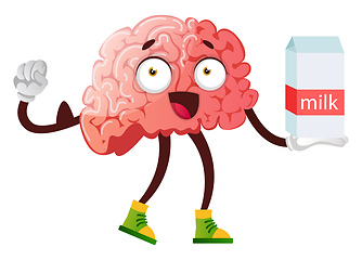 Image showing Brain drinking milk, illustration, vector on white background.