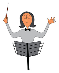 Image showing Portrait of an orchestra conductor vector illustration on white 