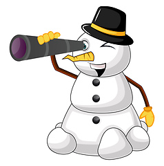 Image showing Snowman with telescope illustration vector on white background