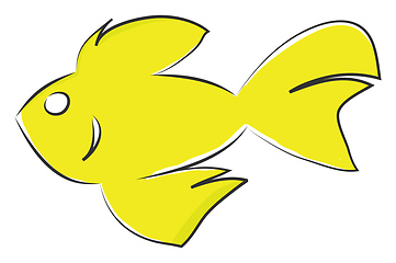 Image showing Golden fish sketch illustration basic RGB vector on white backgr