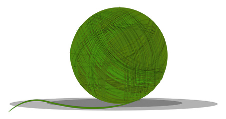 Image showing A ball of green yarn vector or color illustration