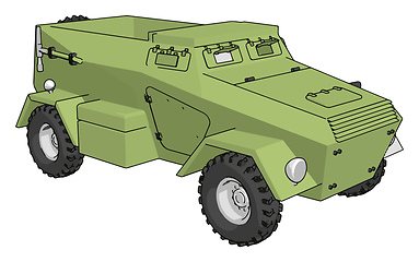 Image showing 3D vector illustration on white background of a green armoured m