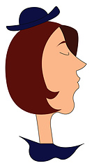 Image showing Woman with a litlle blue hatillustration vector on white backgro