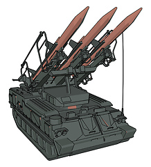 Image showing 3D vector illustration on white background of a military missile