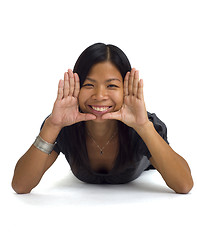 Image showing young asian woman framed face