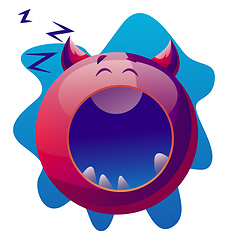 Image showing Sleepy cartoon purple monster vector illustartion on white backg