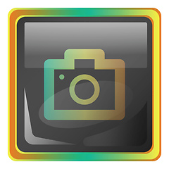 Image showing Camera grey square vector icon illustration with yellow and gree