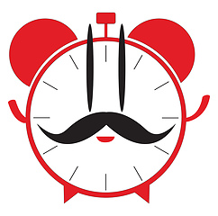 Image showing Alarm clock emoji with a long mustache vector or color illustrat