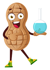 Image showing Peanut with chemical tube, illustration, vector on white backgro