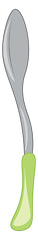 Image showing Clipart of a thin spoon with a green handle vector or color illu