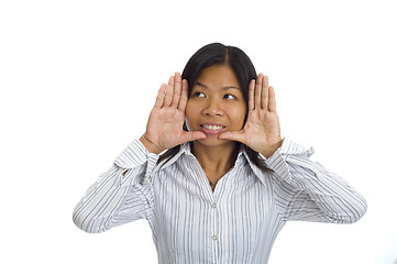 Image showing young asian woman framed face