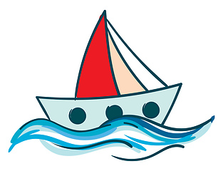 Image showing Sailboat floating in the blue water vector or color illustration