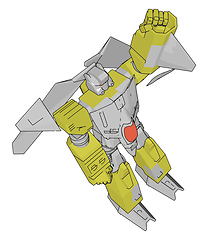 Image showing Vector illustration of a grey and yellow robot white background