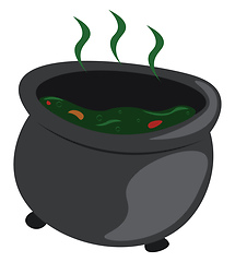 Image showing A black witch cauldron with steaming green portion vector color 