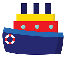 Image showing A blue cartoon ship with chimneys looks cute vector or color ill