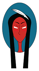 Image showing Native American with white feather in his hair vector illustrati