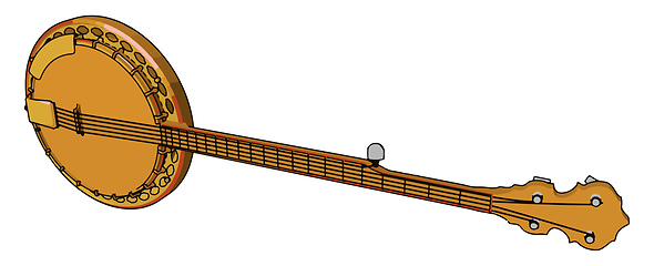 Image showing  long necked string instrument Tanpura vector or color illustrat