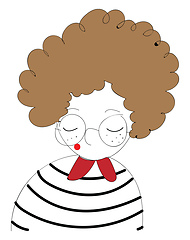 Image showing Girl with curly brown hair and round glasses vector illustration