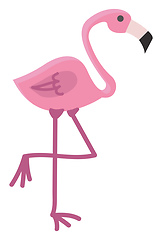 Image showing A beautiful pink flamingo bird standing in one leg vector color 