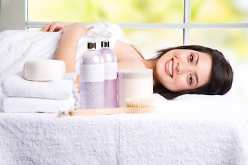 Image showing Beautiful asian girl in a spa