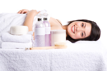 Image showing Beautiful asian girl in a spa