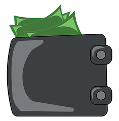 Image showing A folded black-colored wallet containing green money vector colo