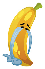 Image showing Banana crying illustration vector on white background