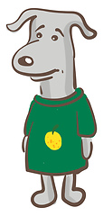 Image showing A sad dog in green-colored t-shirt vector or color illustration
