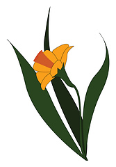 Image showing Yellow flower with several leaves vector illustration on white b